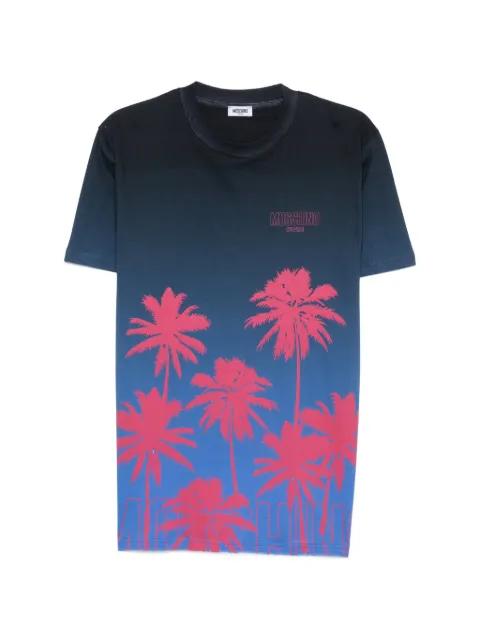 palm-tree-print ombré T-shirt by MOSCHINO