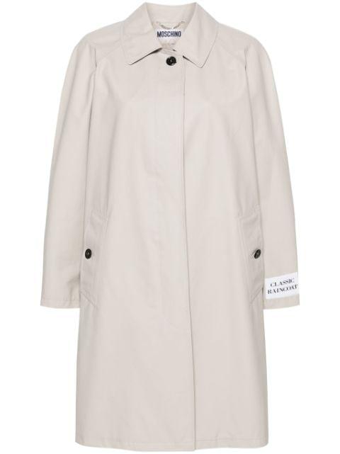 patch-detail midi trench coat by MOSCHINO