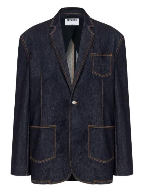 patch-pocket denim blazer by MOSCHINO