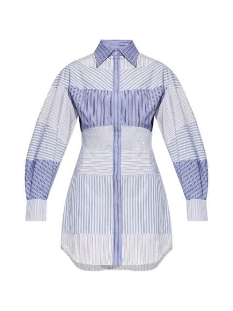 patchwork striped mini shirt dress by MOSCHINO