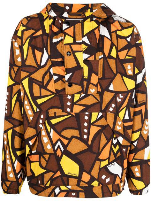 patterned hoodied windbreaker jacket by MOSCHINO