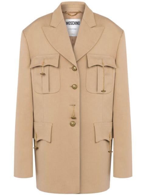 peak-lapel cotton-blend coat by MOSCHINO