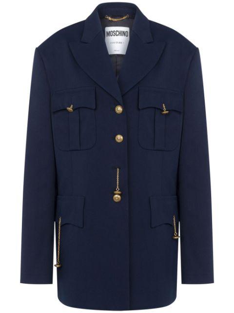 peak-lapel cotton-blend coat by MOSCHINO