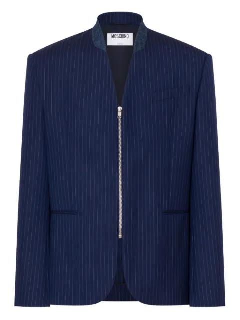 pinstripe zip blazer by MOSCHINO