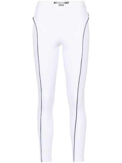 piped-trim performance leggings by MOSCHINO