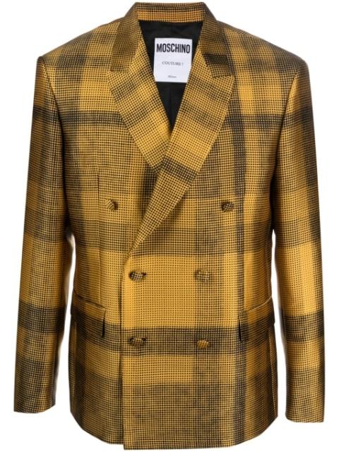 plaid-check double-breasted blazer by MOSCHINO
