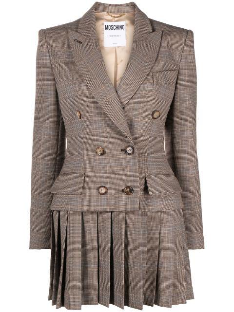 pleat-detail double-breasted blazer by MOSCHINO
