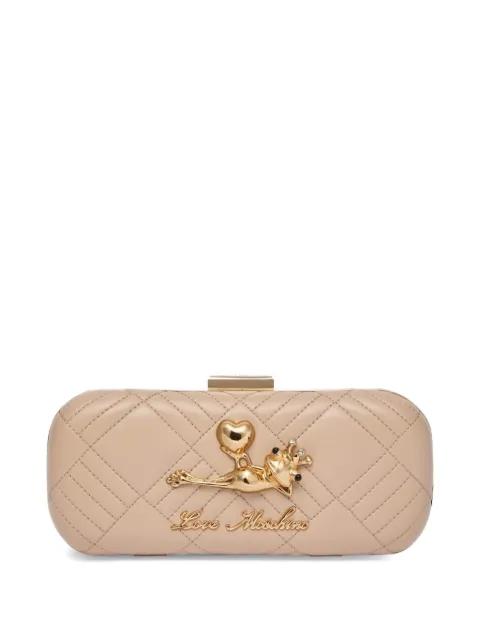 quilted charm clutch bag by MOSCHINO