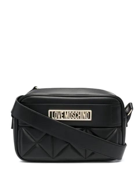 quilted logo plaque crossbody bag by MOSCHINO