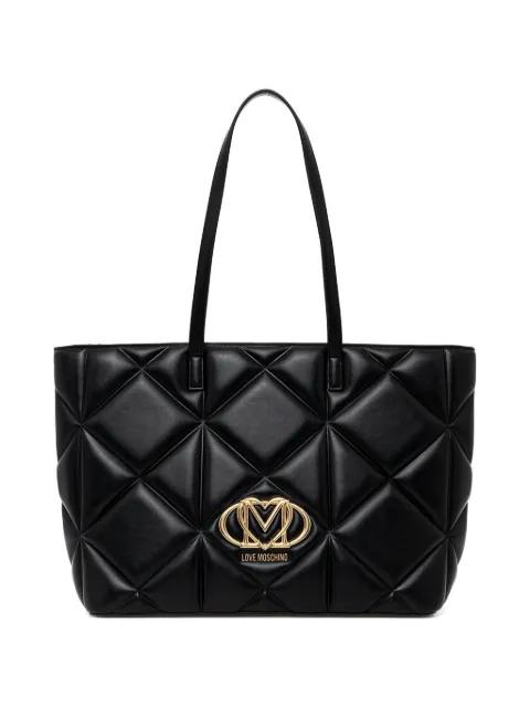 quilted logo-plaque tote bag by MOSCHINO