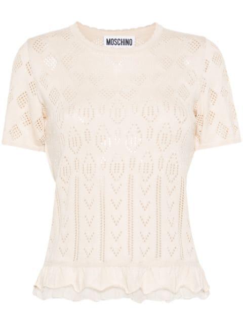 ruffle-hem pointelle-knit top by MOSCHINO