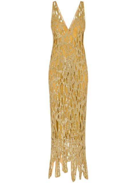 sequin-embellished sleeveless maxi dress by MOSCHINO