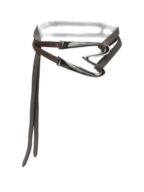 silver-tone buckle leather belt by MOSCHINO