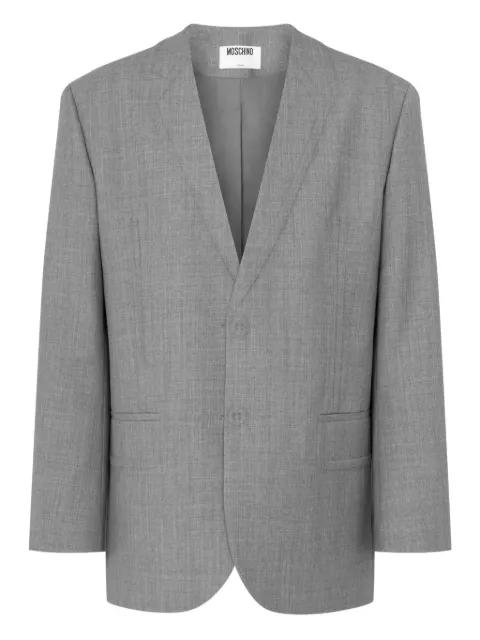 single-breasted collarless blazer by MOSCHINO