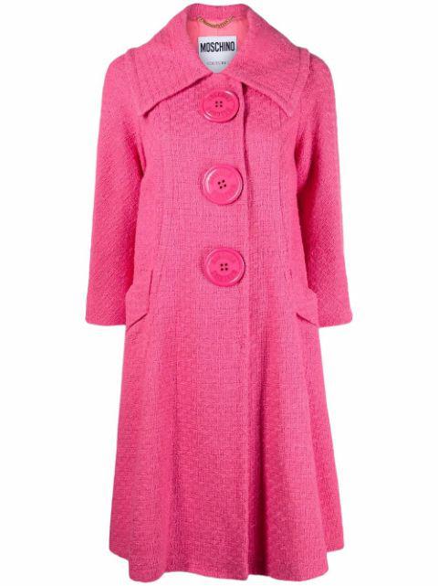 single-breasted tweed coat by MOSCHINO