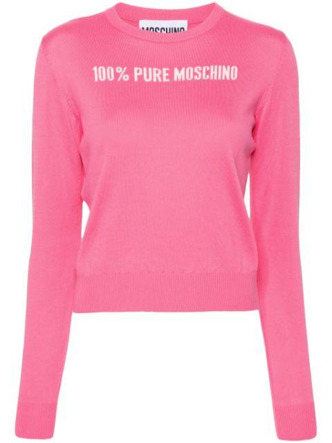 slogan intarsia-knit jumper by MOSCHINO