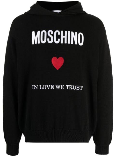slogan-print cotton hoodie by MOSCHINO