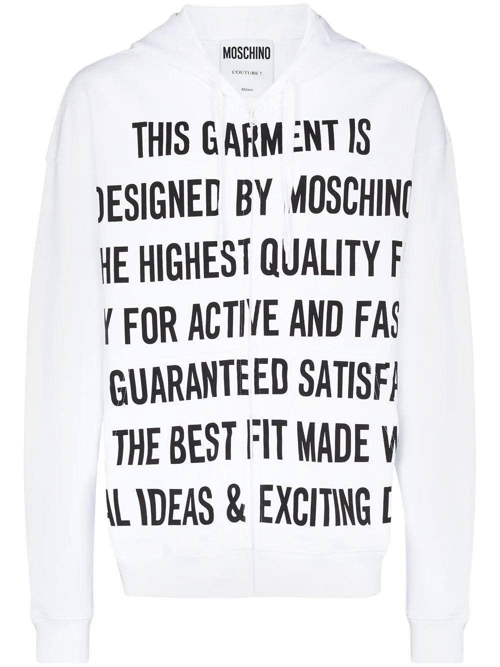 slogan-print zip-front hoodie by MOSCHINO