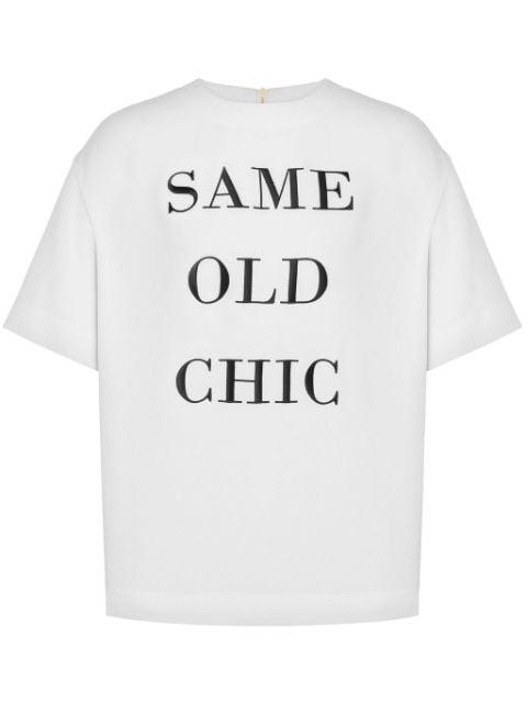 slogan-print zip-up T-shirt by MOSCHINO