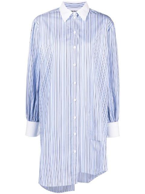 striped asymmetric shirt dress by MOSCHINO