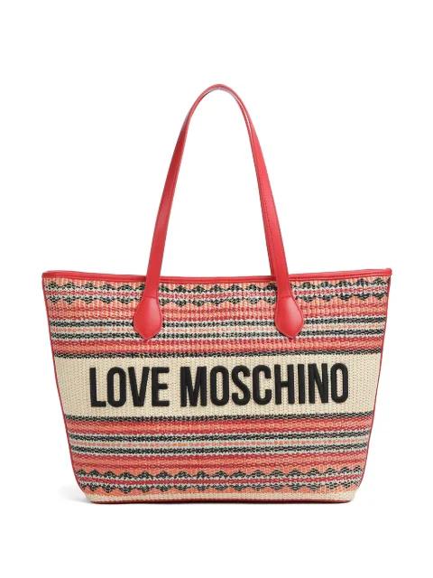 striped logo-detail tote bag by MOSCHINO