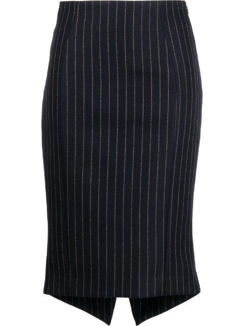 striped virgin-wool midi skirt by MOSCHINO