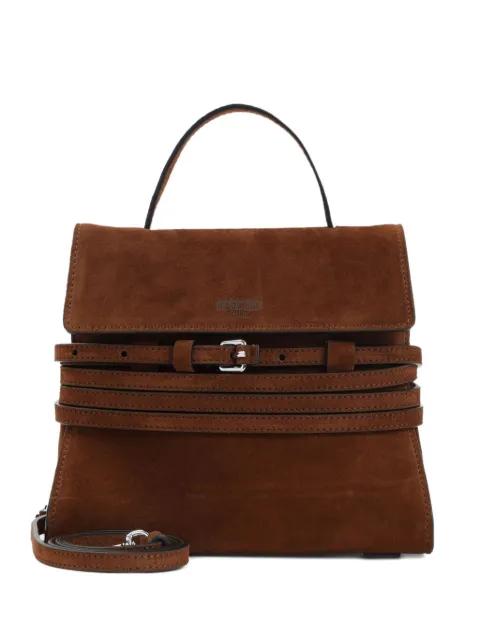 suede buckle-detail handbag by MOSCHINO suede buckle-detail handbag by MOSCHINO