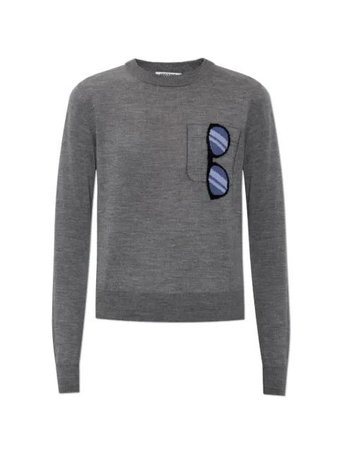 sunglasses-intarsia pocket-detail sweater by MOSCHINO