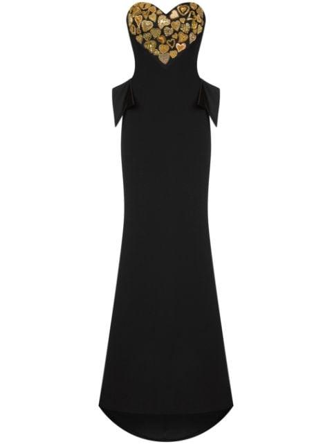 sweetheart-neck embroidered maxi dress by MOSCHINO