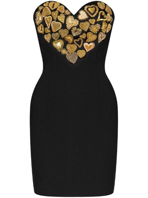 sweetheart-neck embroidered minidress by MOSCHINO