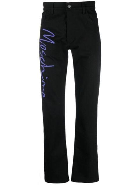 tailored logo-print trousers by MOSCHINO