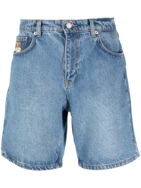 teddy bear-motif denim shorts by MOSCHINO