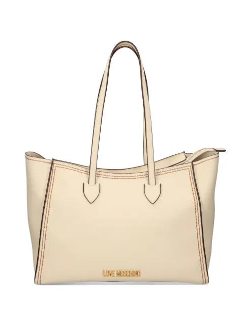 topstitch logo-plaque tote bag by MOSCHINO