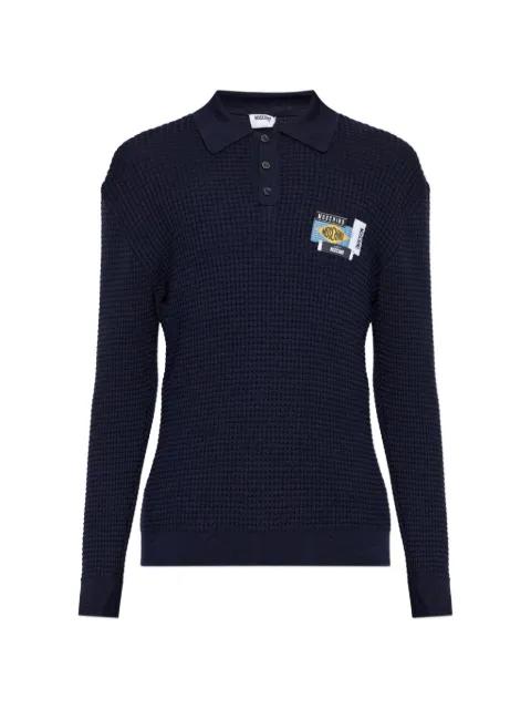 waffle-knit logo-patch sweater by MOSCHINO