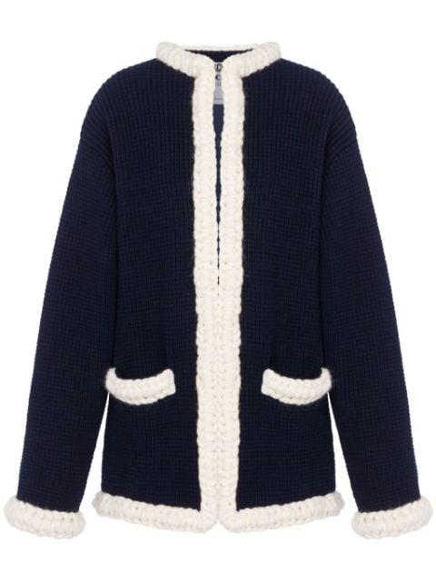 waffle knit virgin wool cardigan by MOSCHINO