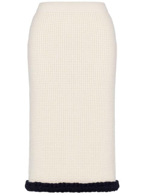 waffle knit virgin wool skirt by MOSCHINO
