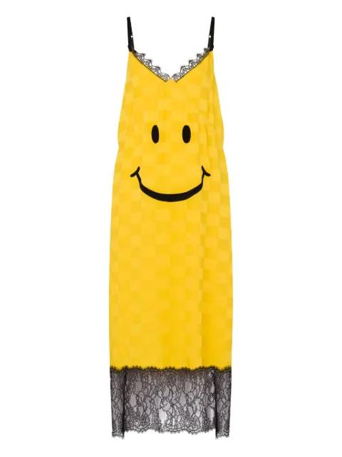 x Smiley graphic lace-trimmed midi dress by MOSCHINO