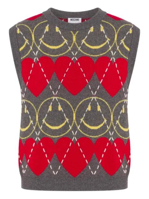 x Smiley® heart-intarsia vest by MOSCHINO