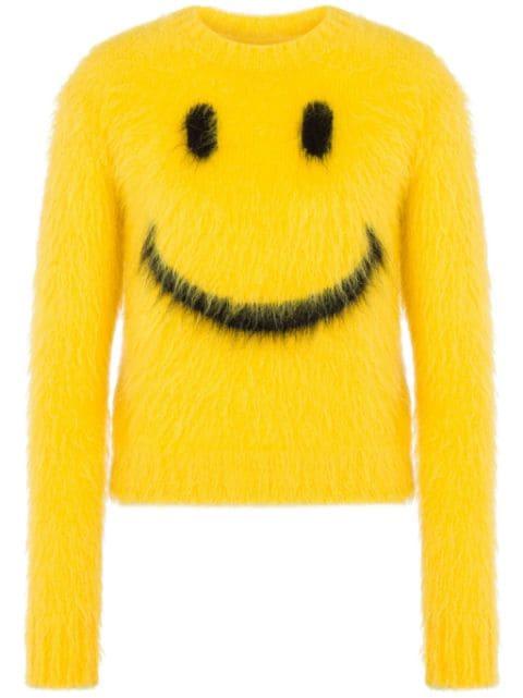 x Smiley intarsia-knit sweater by MOSCHINO