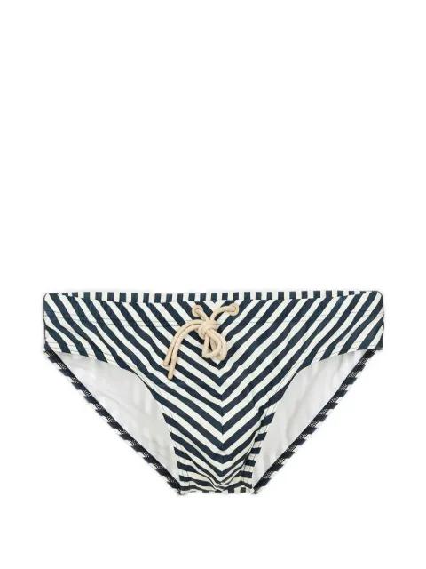 striped drawstring swim briefs by MOSSO SUN WEAR