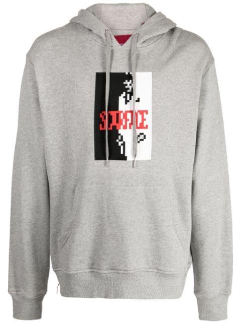 Say Hello To My Little Friend graphic-print cotton hoodie by MOSTLY HEARD RARELY SEEN