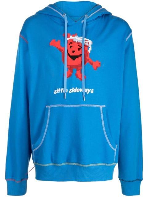 Sitting Sideways graphic-print cotton hoodie by MOSTLY HEARD RARELY SEEN