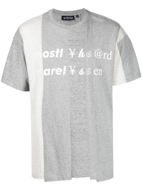 Spliced logo-print cotton T-shirt by MOSTLY HEARD RARELY SEEN