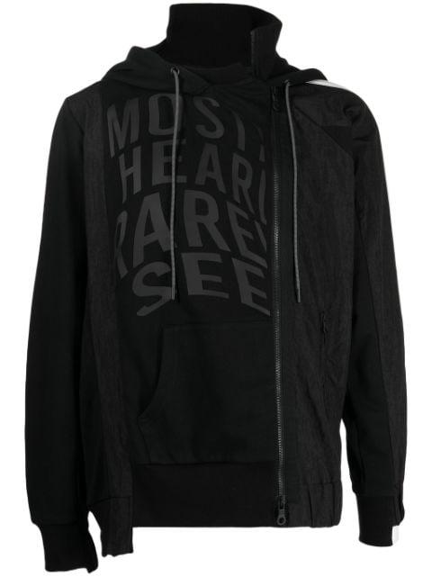 Track asymmetric panelled hoodie by MOSTLY HEARD RARELY SEEN