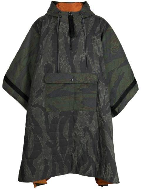 camouflage-pattern quilted hoodied poncho by MOSTLY HEARD RARELY SEEN