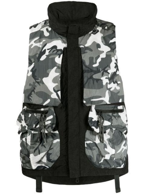 camouflage-print layered gilet by MOSTLY HEARD RARELY SEEN