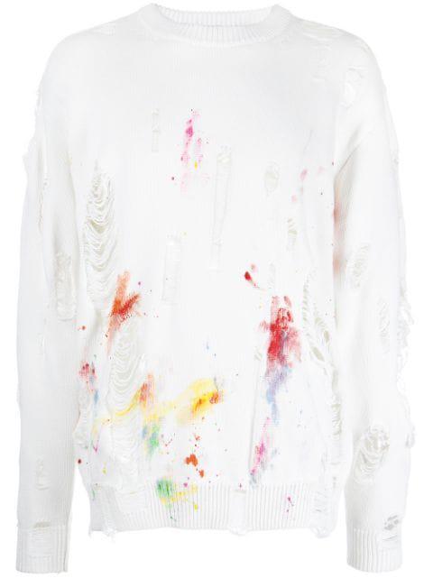 distressed paint-splatter sweatshirt by MOSTLY HEARD RARELY SEEN