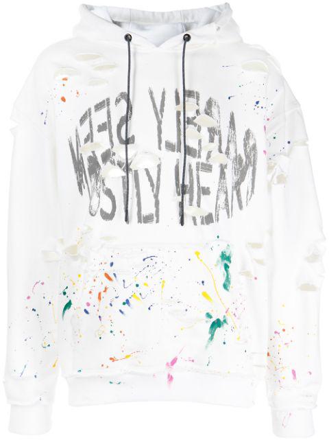 distressed paint-splattered hoodie by MOSTLY HEARD RARELY SEEN