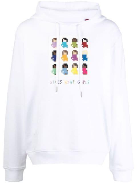 graphic-print cotton hoodie by MOSTLY HEARD RARELY SEEN