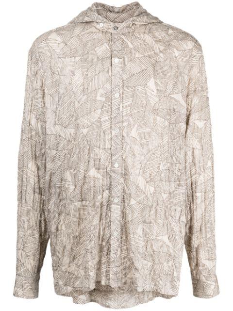 leaf-print hoodied shirt by MOSTLY HEARD RARELY SEEN